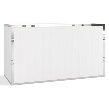 Milo Bar, Silver Frame, Leather White